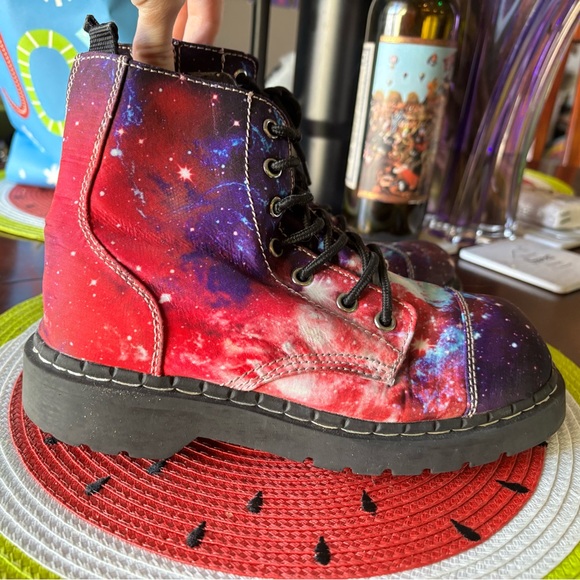 BRIGHT galaxy combat boots!💜 - Picture 3 of 7